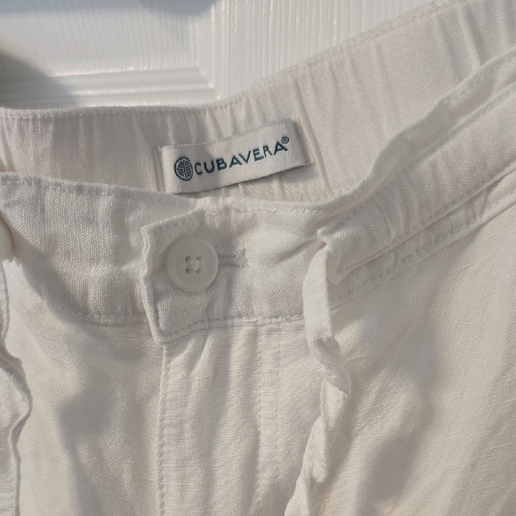 Cubavera Draw String White Button And Zip Fly Linen Blend Pants - Picture 2 of 2